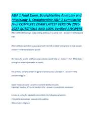 A&P 1 Final Exam, Straighterline Anatomy and Physiology 1, Straighterline A&P 1 Cumulative