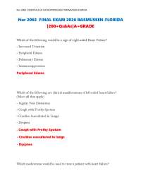 Nur 2063 FINAL EXAM 2026 RASMUSSEN-FLORIDA |200+Qs&As|A+GRADE