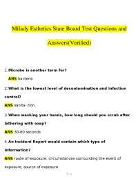 Milady Esthetics State Board Test Q&A (Verified) | PDF