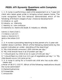 PEDS: ATI Dynamic Questions with Complete Solutions