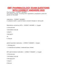 EMT Pharmacology Exam Questions & Answers 2026 | 100% Pass Guaranteed | A+ Assured