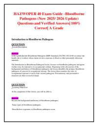 HAZWOPER 40 Exam Guide - Bloodborne Pathogens (New 2025/2026 Update) Questions and Answers