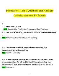 Firefighter 1 Test 1 Questions and Answers (Verified by Expert) PDF