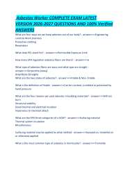 Asbestos Worker COMPLETE EXAM LATEST VERSION 2026-2027 QUESTIONS AND 100% Verified ANSWERS