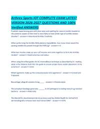 Arthrex Sports IOT COMPLETE EXAM LATEST VERSION 2026-2027 QUESTIONS AND 100% Verified ANSW