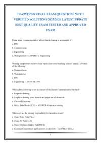 HAZWOPER FINAL EXAM QUESTIONS WITH VERIFIED SOLUTIONS 2025/2026 LATEST UPDATE BEST QUALITY