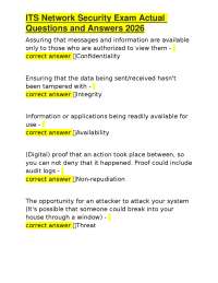 ITS Network Security Exam Actual Questions and Answers 2026