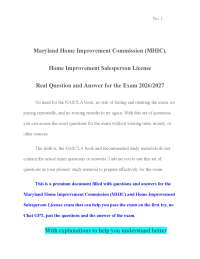 Maryland Home Improvement Commission (MHIC), Home Improvement Salesperson License Real