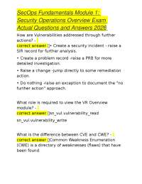 SecOps Fundamentals Module 1: Security Operations Overview Exam Actual Questions and Answe