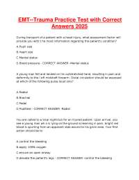 EMT Trauma Practice Test 2026 | Questions & Correct Answers | 100% Pass Guaranteed