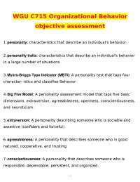 WGU C715 ORGANIZATIONAL BEHAVIOR OBJECTIVE ASSESSMENT ACTUAL EXAM (Newest 2026 / 2027)