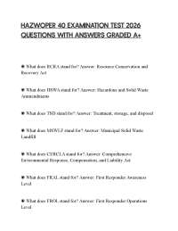 HAZWOPER 40 EXAMINATION TEST 2026 QUESTIONS WITH ANSWERS GRADED A+