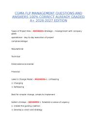 CGMA FLP MANAGEMENT QUESTIONS AND ANSWERS 100% CORRECT ALREADY GRADED A+ 2026-2027 EDITION