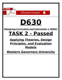 D630 Task 2 Passed (2026) | WGU Designing Curriculum & Instruction OIM2 PDF