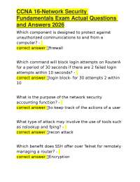 CCNA 16-Network Security Fundamentals Exam Actual Questions and Answers 2026