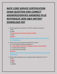 NATE CORE SERVICE CERTIFICATION EXAM QUESTION AND CORRECT ANSWERS(VERIFIED ANSWERS)