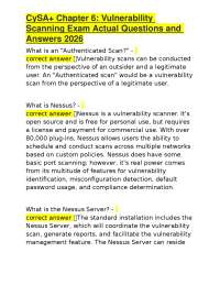 CySA+ Chapter 6: Vulnerability Scanning Exam Actual Questions and Answers 2026