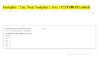 Firefighter 1 Final Test Questions and Answers – Fire 1 Test Prep (Verified) PDF