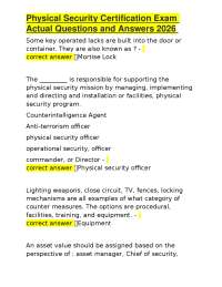 Physical Security Certification Exam Actual Questions and Answers 2026