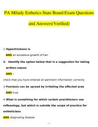 PA Milady Esthetics State Board Exam Q&A (Verified) | PDF