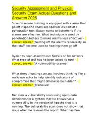 Security Assessment and Physical Security Exam Actual Questions and Answers 2026