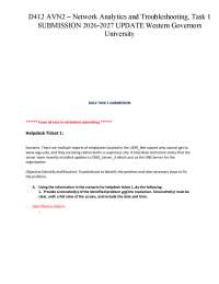 D412 AVN2 – Network Analytics and Troubleshooting, Task 1 SUBMISSION 2026-2027 UPDATE West