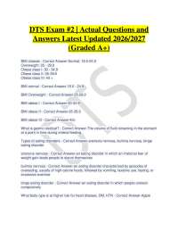 DTS Exam #2 | Actual Questions and Answers Latest Updated 2026/2027 (Graded A+)
