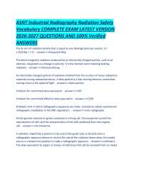 ASNT Industrial Radiography Radiation Safety Vocabulary COMPLETE EXAM LATEST VERSION 2026-
