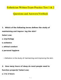 Esthetician Written Exam Practice Test 1 & 2 Q&A (Verified) | PDF