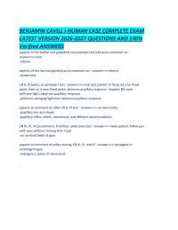 BENJAMIN CAVILL I-HUMAN CASE COMPLETE EXAM LATEST VERSION 2026-2027 QUESTIONS AND 100% Ver