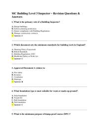 MC Building Level 3 Inspector – Revision Questions & Answers