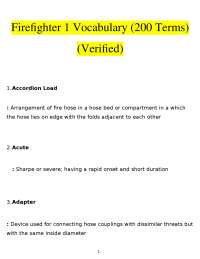 Firefighter 1 Vocabulary (200 Terms) – Verified – NFPA 1001 Study Guide PDF