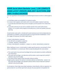 ASWB Social Work Bachelor Level -LSW COMPLETE EXAM LATEST VERSION 2026-2027 QUESTIONS AND