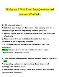 Firefighter 2 Final Exam Prep Questions and Answers (Verified) PDF