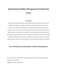 Educational Facilities Management Certification Exam