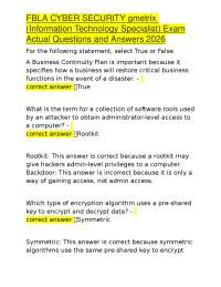FBLA CYBER SECURITY gmetrix (Information Technology Specialist) Exam Actual Questions and