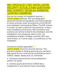 NSF SPECIALIST CNIC INSTALLATION SECURITY ACTUAL EXAM QUESTIONS AND CORRECT DETAILED ANSWE