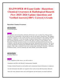 HAZWOPER 40 Exam Guide - Hazardous Chemical Awareness & Radiological Hazards ( 2025/ 2026)