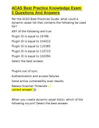 ACAS Best Practice Knowledge Exam 5 Questions And Answers
