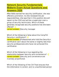 Network Security Fundamentals Midterm Exam Actual Questions and Answers 2026