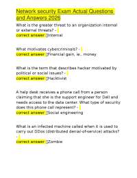 Network security Exam Actual Questions and Answers 2026