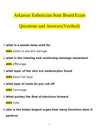 Arkansas Esthetician State Board Exam Q&A (Verified) | Practice Test PDF
