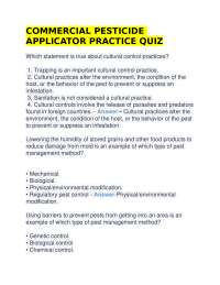 COMMERCIAL PESTICIDE APPLICATOR PRACTICE QUIZ