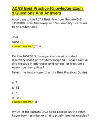 ACAS Best Practice Knowledge Exam 3 Questions And Answers