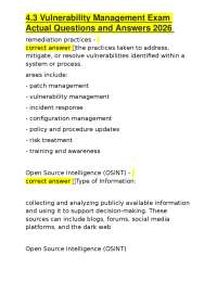 4.3 Vulnerability Management Exam Actual Questions and Answers 2026