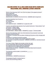 CULVER INTRO TO CJ MCC NEW EXAM WITH COMPLETE SOLUTIONS 100% VERIFIED LATEST UPDATE!!