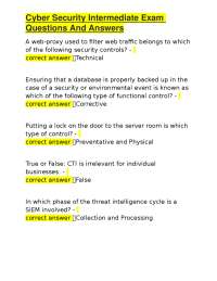 Cyber Security Intermediate Exam Questions And Answers