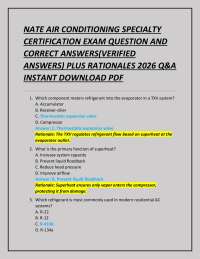 NATE AIR CONDITIONING SPECIALTY CERTIFICATION EXAM QUESTION AND CORRECT ANSWERS
