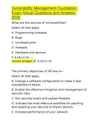 Vulnerability Management Foundation Exam Actual Questions and Answers 2026