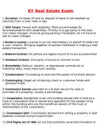 KY Real Estate Actual Exam Latest (Newest 2026 / 2027 Updated) Questions and Verified Answ